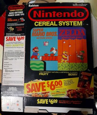 Vintage 1988 Ralston Nintendo Cereal System Supermario/zelda Cereal Box