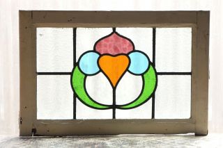 Large Antique Stained Glass Window Four (4) Colors Of Glass (3112)