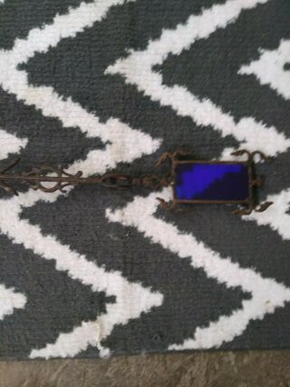 Antique Lightning Rod Arrow Cobalt Blue Glass