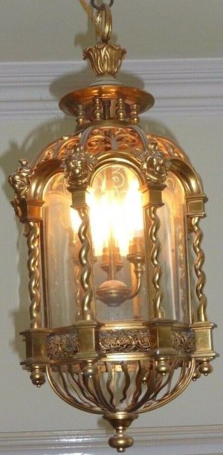 Antique,  Victorian,  19th C,  Hall Lantern,  25 ",  64cm,  Light,  Chandelier,  Brass Louis Xvi