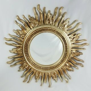 Vintage Gold Starburst Sunburst Wall Mirror Hollywood Regency Mid - Century 34 "