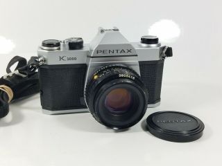 Vintage Pentax K1000 35mm Slr Film Camera,  50 Mm Lens Smc Pentax - A F2 And Strap