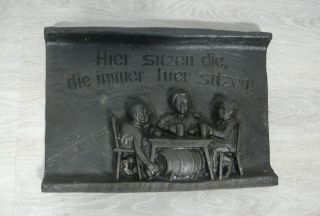 Fine Antique Cast Iron Fireplace Back Plate 3 Late Homecomers From War,  Germany