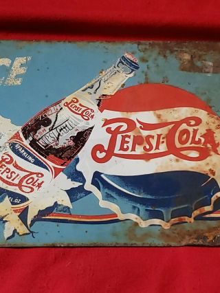 Vintage Pepsi - Cola " More Bounce To The Ounce " Metal Sign 18 X 7 Porcelain