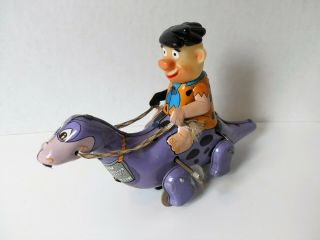 Vintage 1962 Marx Fred Flintstone Riding Dino Tin Wind - Up Japan - Linemar
