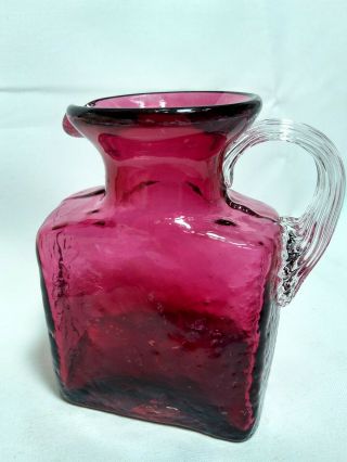Vintage Rectangular Purple Glass Oil Vinegar Water Pitcher Vase Cruet Syrup