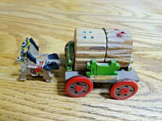 Vintage Salt And Pepper Shakers Horse And Buggy Horse Carriage Wood Wooden Japan
