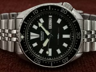 Vintage Seiko Diver 6309 - 7290 Black Face Modded Automatic Men Watch 812719
