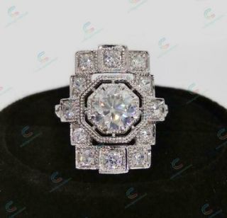 Victorian Edwardian Vintage Engagement Wedding Ring 2.  1 Ct Diamond 14k Gold Over