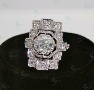 Victorian Edwardian Vintage Engagement Wedding Ring 2.  1 Ct Diamond 14K Gold Over 3