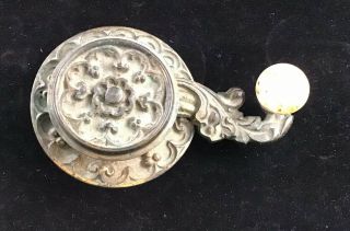 Antique Brass Victorian Hand Crank/Pull Door Bell/Chime White Knob 2