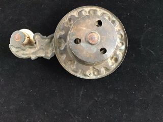 Antique Brass Victorian Hand Crank/Pull Door Bell/Chime White Knob 3