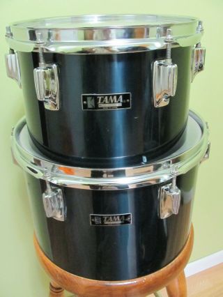 Vintage Tama Imperial Star Concert Toms 10 X 6.  5 And 12 X 8 Midnight Blue