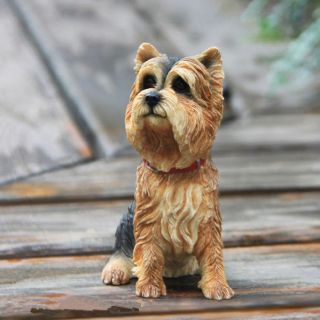 Resin Mini Yorkshire Terrier Dog Hand Painted Simulation Model Statue Toy
