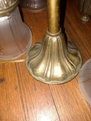 Antique Brass Vintage Arts and Crafts Craftsman Mission Light Chandelier Rewired 3