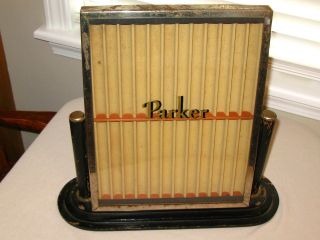 Vintage Parker Fountain Pen Store Countertop Display Case Wood Glass Insert Tray
