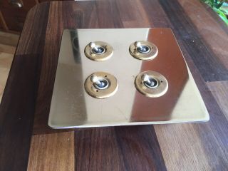 Vintage Walsall Brass 4 Gang Light Switch Perfect Circa 1950s