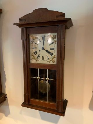 Antique Vintage German Regulator Wall Clock - Good Running