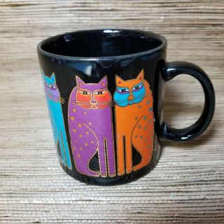 Laurel Burch Siamese Cats Black Mug Cat Made In Japan Collectible 3 3/4 " Tall