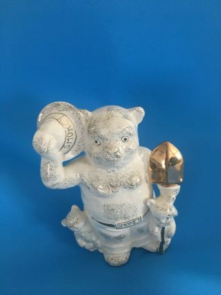 Smokey Bear Ceramic Bank 7 " White /gold Glitter Tag B P Imports Japan