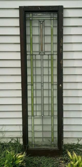 1 Antique Leaded Glass Stained Oak Cabinet Doors Architectural Salvage