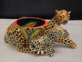 2017 Ardmore ? Cheetah Jaguar Bowl Dish Figurine Signed Sabelo Cynthia Africa