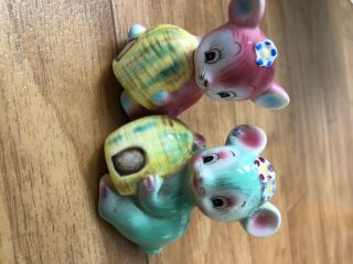 Vintage Mice Couple Salt And Pepper Shakers.  Made In Japan.  Cork.
