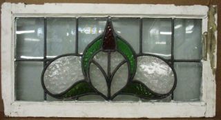 Old English Leaded Stained Glass Window Transom Pretty Floral Design 30 " X 16 "