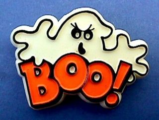 Hallmark Pin Halloween Vintage Ghost Boo Mean Face Holiday Brooch
