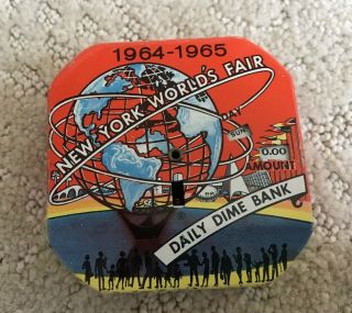 Vintage 1964 - 1965 York World’s Fair Daily Dime Bank Tin Litho 2