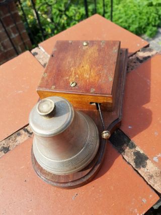 Antique Vintage Electric Door Bell Butler Alarm Wood Brass Railway