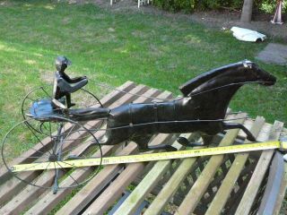 Antique 32 " Weathervane Copper Horse And Sulky