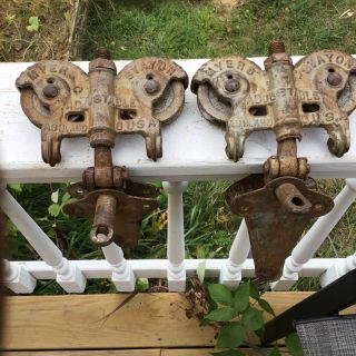 Vintage Myers Stay On Adjustable Barn Door Rollers.  In Good Shape Finis