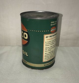 Vintage Early Amoco One Quart Metal Oil Can Sign 1930 - 1940 ' s 2