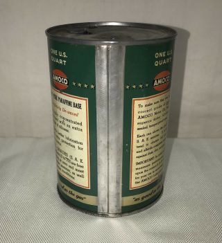Vintage Early Amoco One Quart Metal Oil Can Sign 1930 - 1940 ' s 3