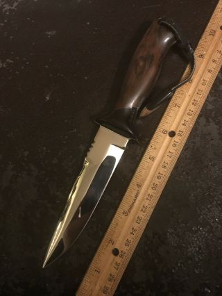 Vintage Custom Signed Fighting Knife Mirror Blade Al Mar Sere Profile Usa