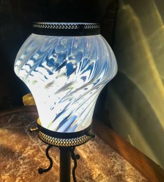 Antique Opalescent Swirl Glass Newel Post Lamp or Ceiling Pendant Victorian 3