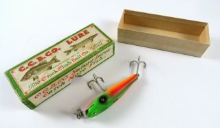 Vintage Creek Chub Pikie In Rainbow Fire Color W/ Matching Box - 931,  Unfished