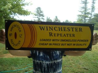 Large Vintage Winchester Repeater Porcelain Advertisiing Sign Shot Shells
