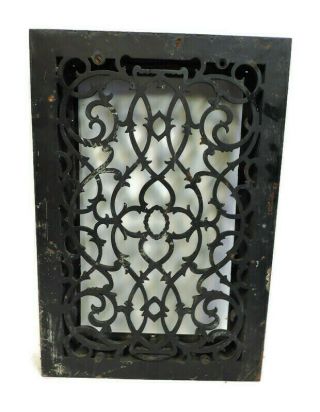 Antique Cast Iron Heating Grate Vent Register Ornate Design 21 1/8 X 14 3/8