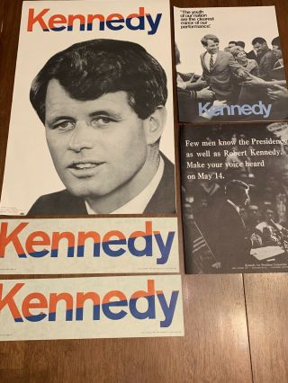 Sen Robert Bobby Kennedy For President Political Campaign Poster Photo 5 Pc Lot3