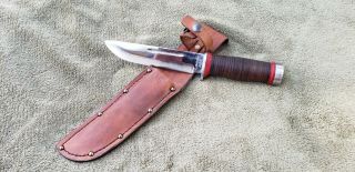 Vintage Ww2 Cattaraugus 225q Commando Fighting Knife With Leather Sheath