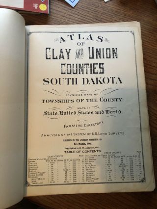 Atlas Of Clay & Union County South Dakota 1924 Book By Anderson Pub 3