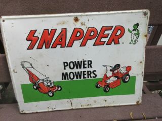 Vtg Snapper Push Power Lawn Mower Dealer Metal Sign Turtle Embossed Ad 18 X 24