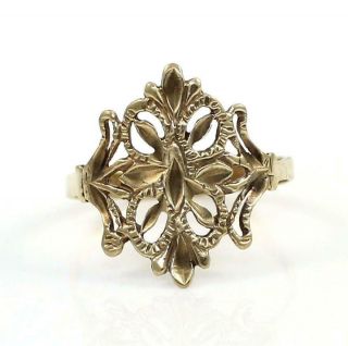 Vintage Solid 14k Yellow Gold Diamond Cut Ornate Flower Ring Size 8.  25