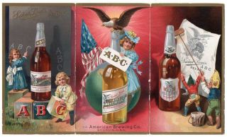 St Louis Missouri American Brewing Co Bohemian Beer Fold Out Vintage Trade Card