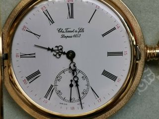 Vintage Tissot & Fils Depuis 1853 Gold Plated 24 Hours Dial Pocket Watch 50mm