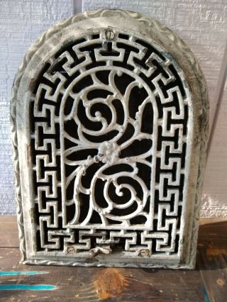 Antique Cast Iron Arched Wall Heating Air Grate With Louvres