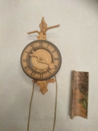 Vintage Swiss Buco Baumann Foliet Wooden Gear Wall Clock - Weight Driven