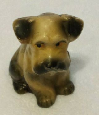 Vintage Carnival Chalkware Chalk Sitting Terrier Door Floppy Ears Puppy Dog Eyes